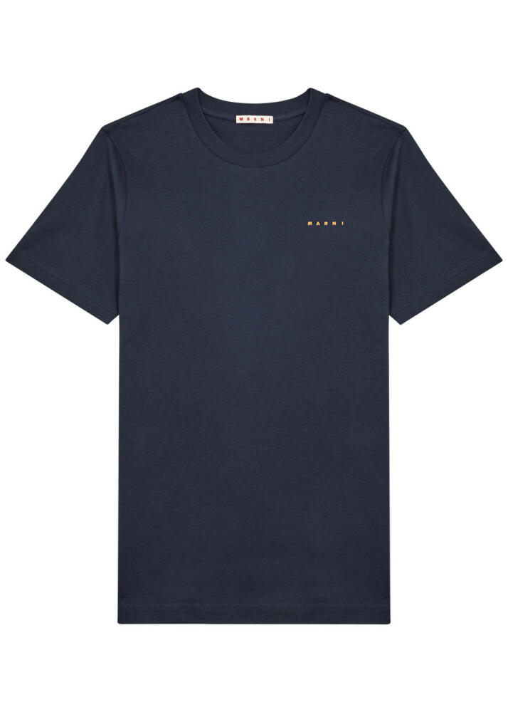 Marni Logo-embroidered Cotton T-shirt - Navy Cover