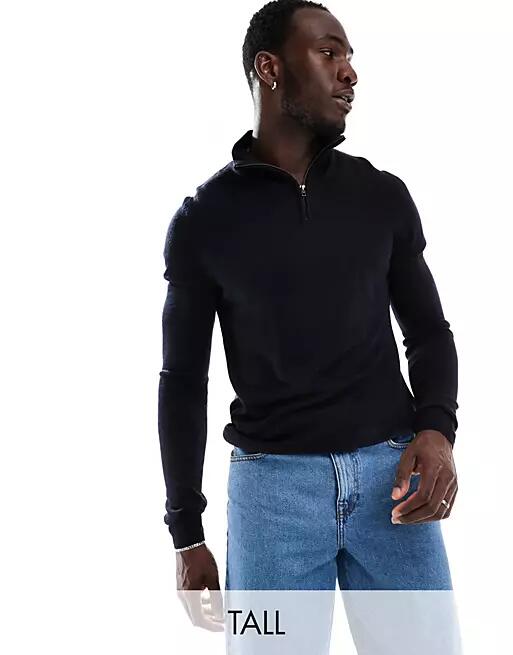 French Connection Tall soft touch half zip sweater in navy Cover