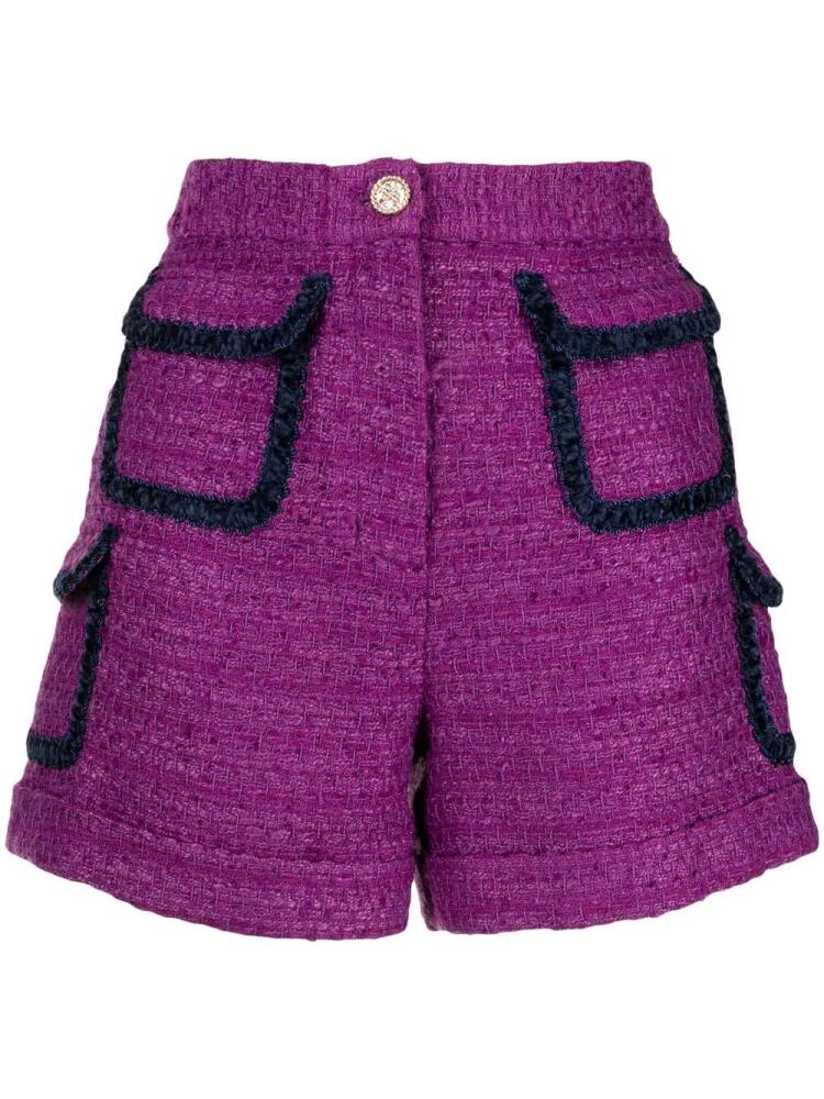 Edward Achour Paris tweed pocketed shorts - Purple Cover