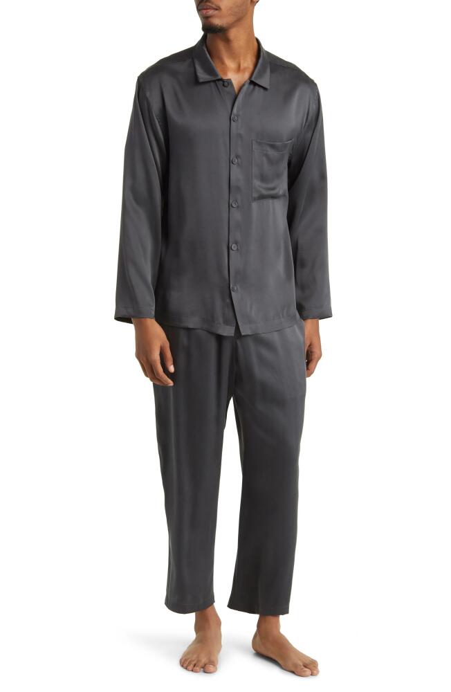 Lunya Long Sleeve Washable Silk Pajamas in Meditative Grey Cover