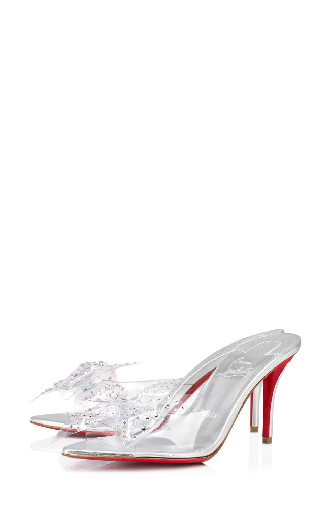 Christian Louboutin Aqua Crystal Embellished Clear Slide Sandal in Silver Cover