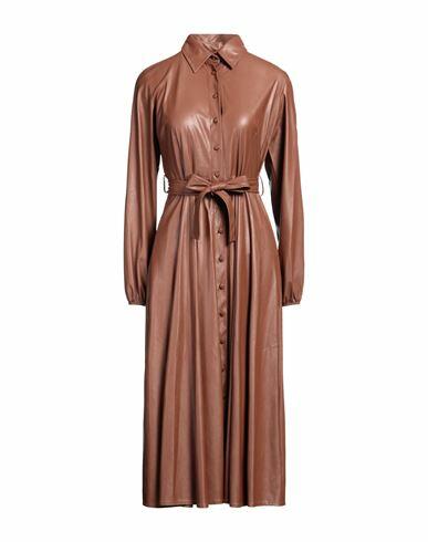 Gai Mattiolo Woman Midi dress Brown Polyurethane, Polyester Cover