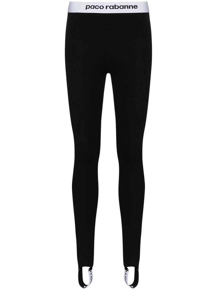 Rabanne contrast logo-stripe stirrup leggings - Black Cover