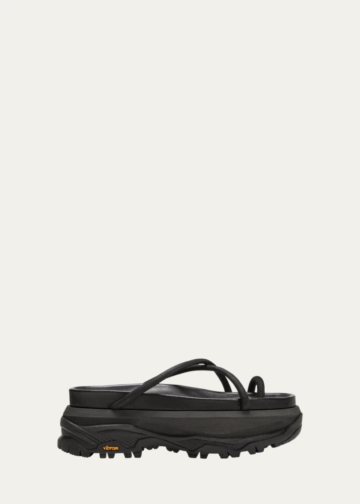 SACAI Leather Crisscross Slide Platform Sandals Cover