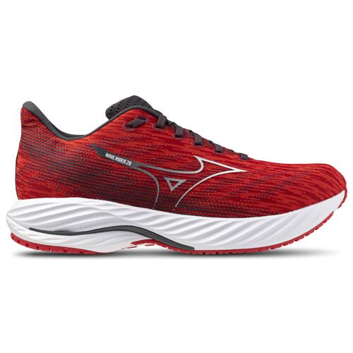 Mizuno Mens Mizuno Wave Rider 28 - Mens Running Shoes White/High Risk Red 10.5 Cover