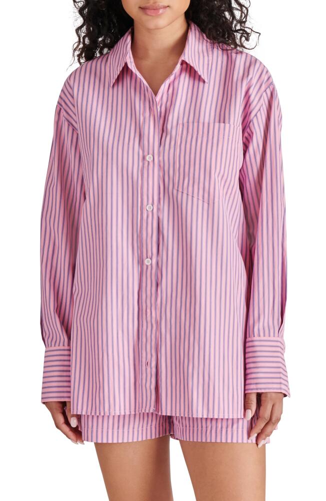 Steve Madden Murphy Stripe Button-Up Shirt in Pink Cover