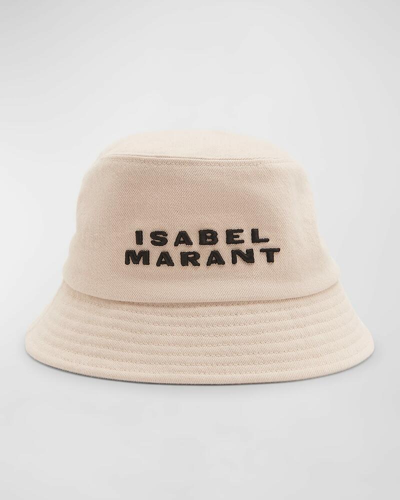 Isabel Marant Haley Embroidered Logo Canvas Bucket Hat Cover