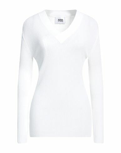 Alpha Studio Woman Sweater White Viscose, Elastane Cover