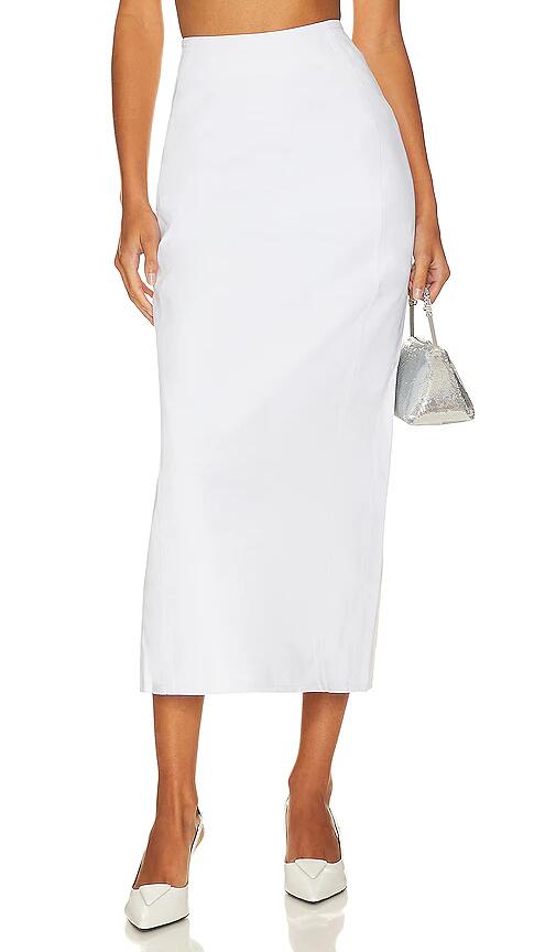 LAMARQUE Tyra Denim Column Skirt in White Cover