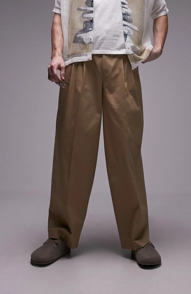 Topman Cotton Wide Leg Pants in Camel Cover