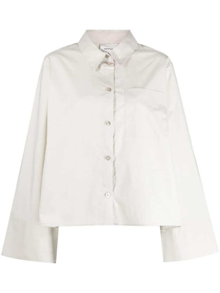 Gestuz flared button-up cotton shirt - Neutrals Cover