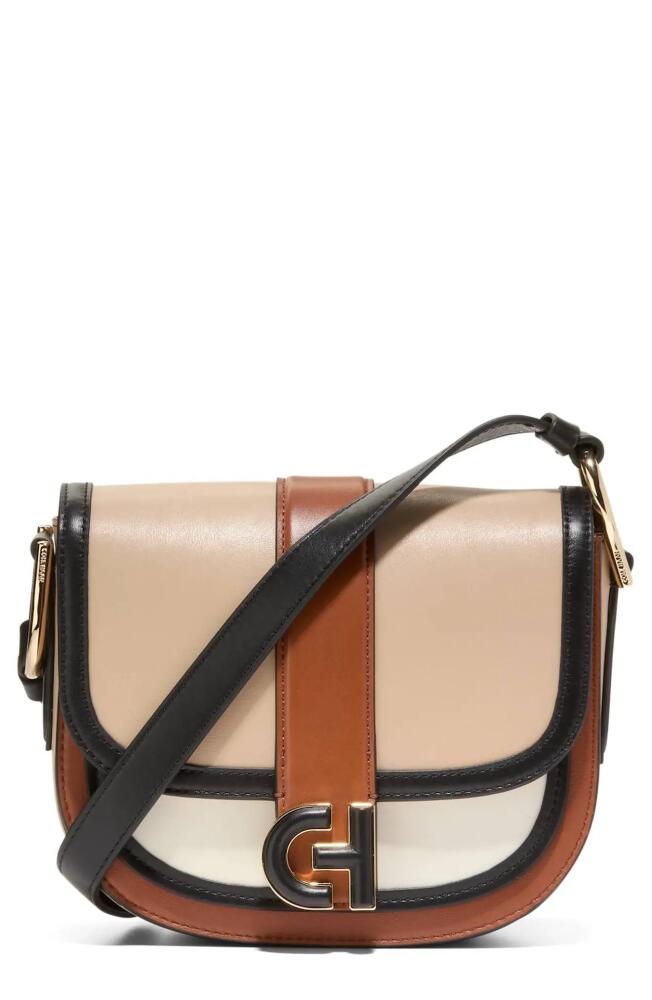 Cole Haan Mini Essential Saddle Bag in Brit Tan/Ivory/Black Cover