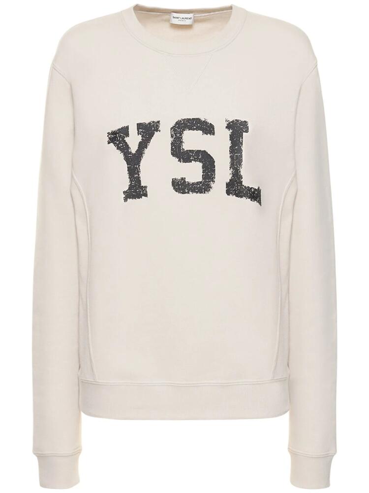 SAINT LAURENT Logo Print Cotton Sweatshirt Cover