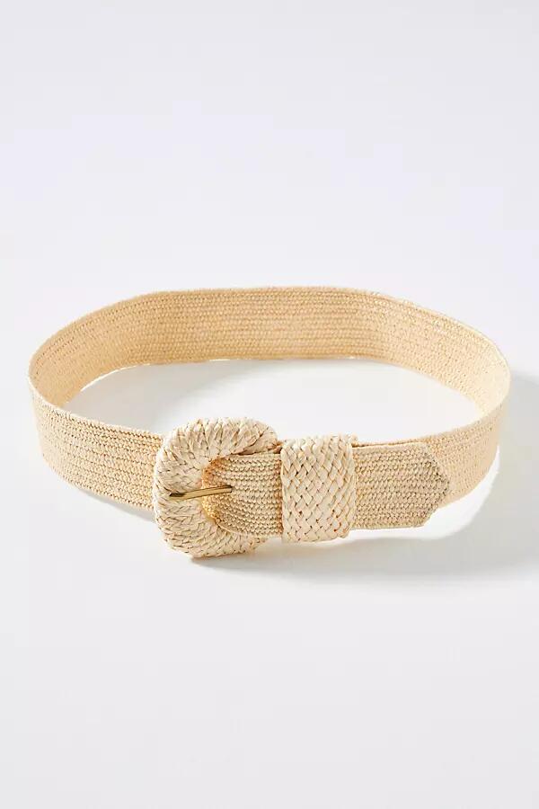 By Anthropologie Raffia-Wrapped Stretch Waist Belt Cover