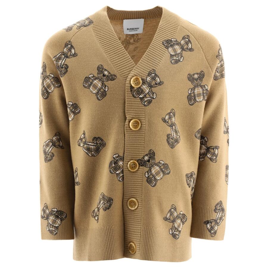 Burberry Boys Archive Beige Thomas Bear-Print V-Neck Cardigan Cover