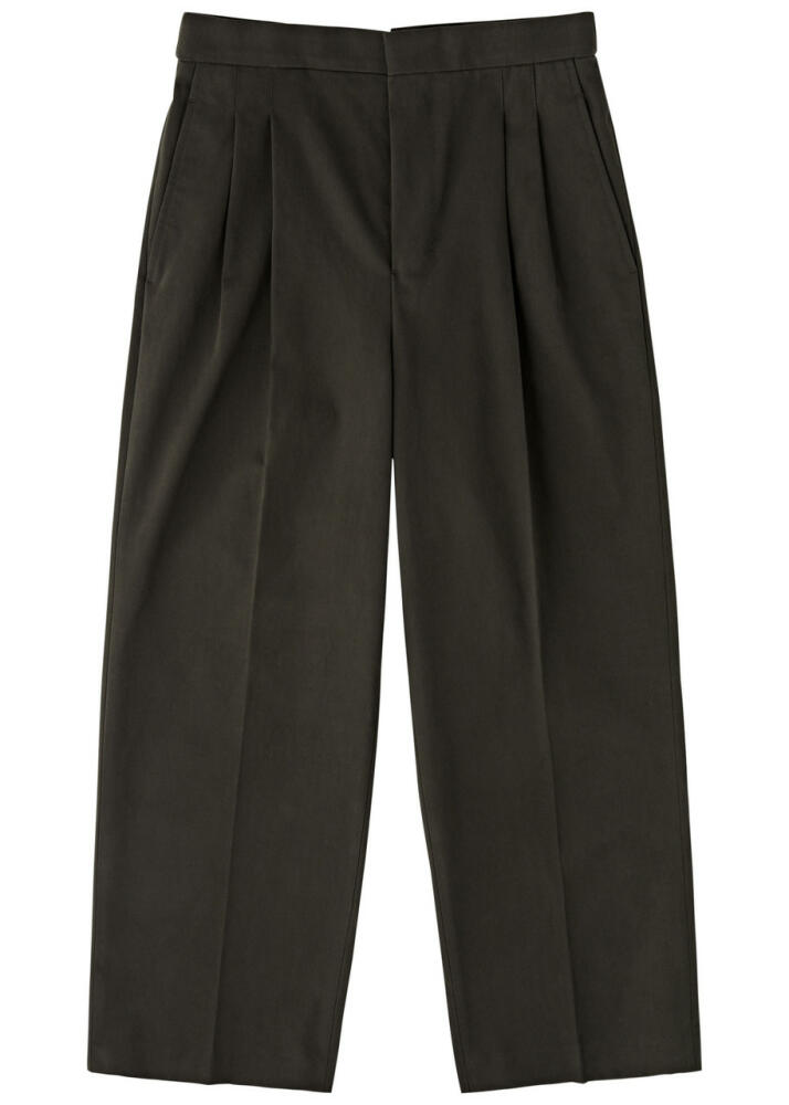 Ami Paris Wide-leg Brushed Cotton Trousers - Brown Cover