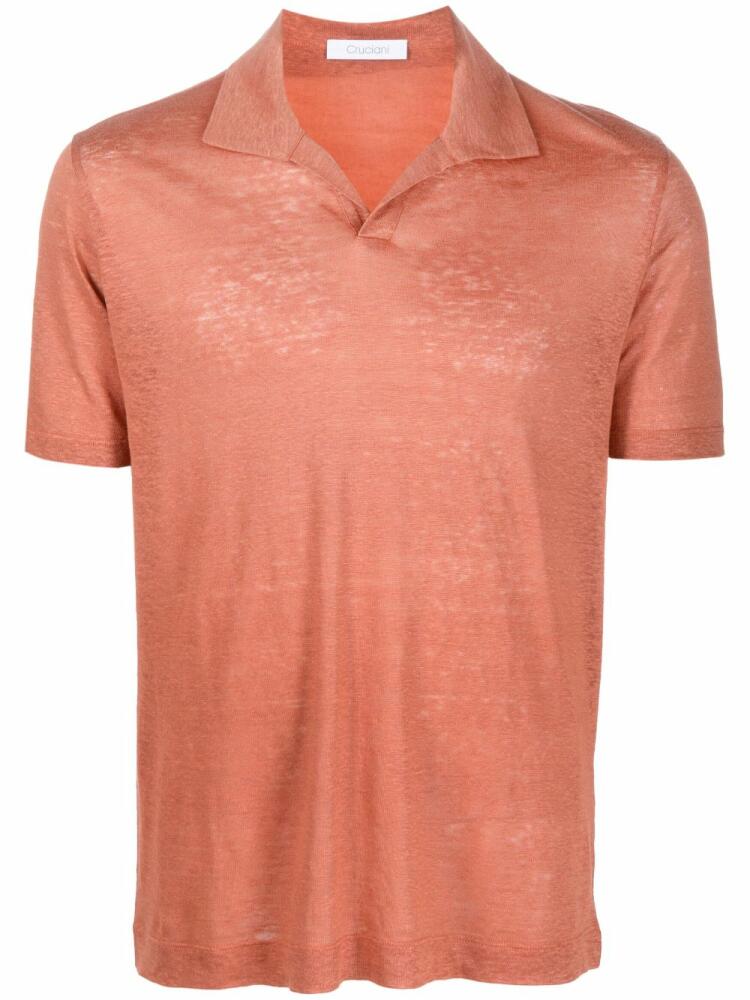 Cruciani short-sleeved linen polo shirt - Orange Cover