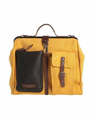 The Bridge Man Handbag Ocher Textile fibers, Leather Cover