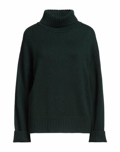 Lamberto Losani Woman Turtleneck Dark green Virgin Wool, Cashmere, Silk Cover