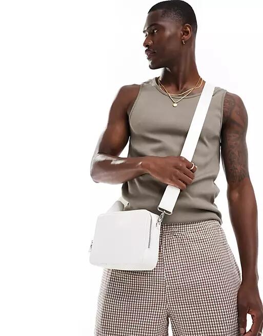 ASOS DESIGN large faux leather cross body camera bag in white Cover