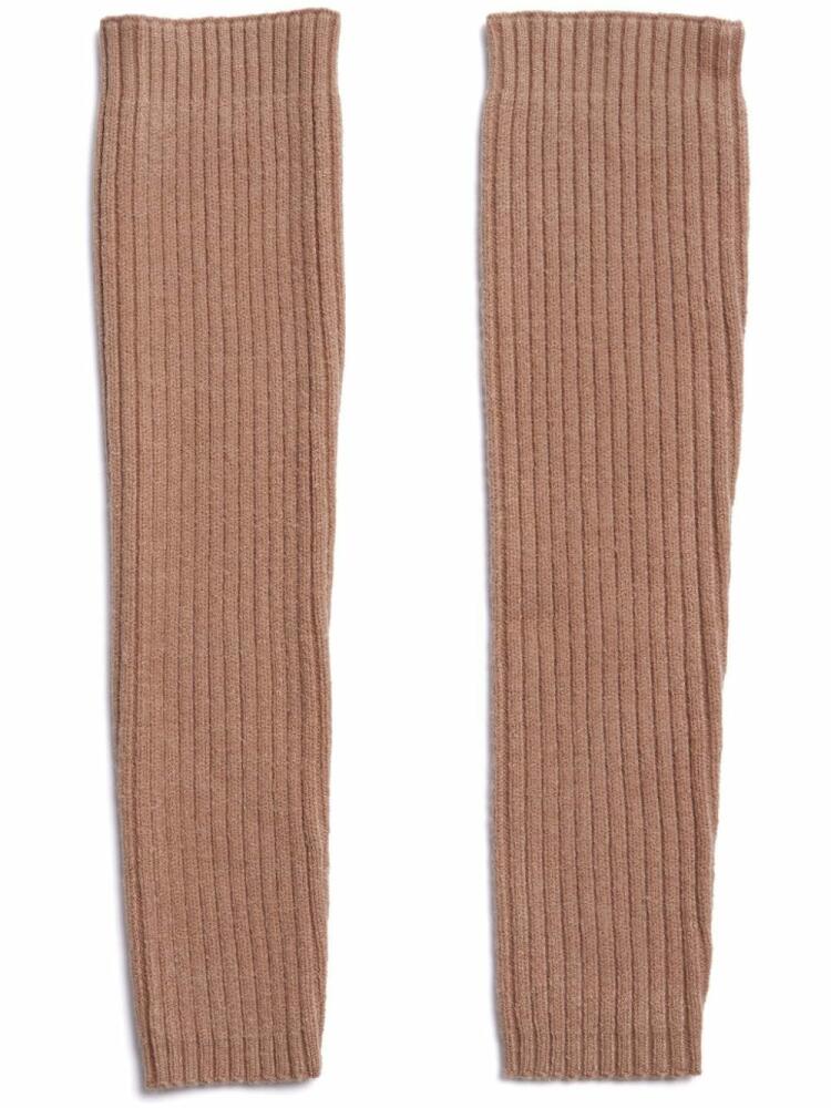 Apparis ribbed-knit fingerless gloves - Neutrals Cover