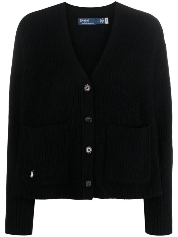 Polo Ralph Lauren ribbed-knit polo-embroidered cardigan - Black Cover