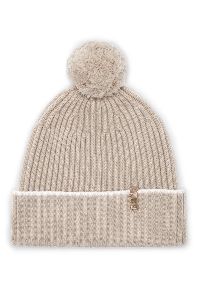 Brunello Cucinelli Cashmere rib knit beanie in Hazelnut Cover