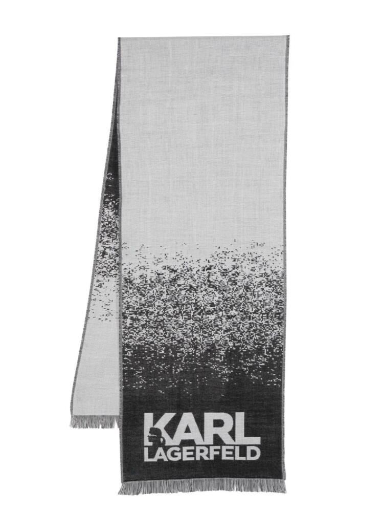 Karl Lagerfeld logo-print knitted scarf - Black Cover