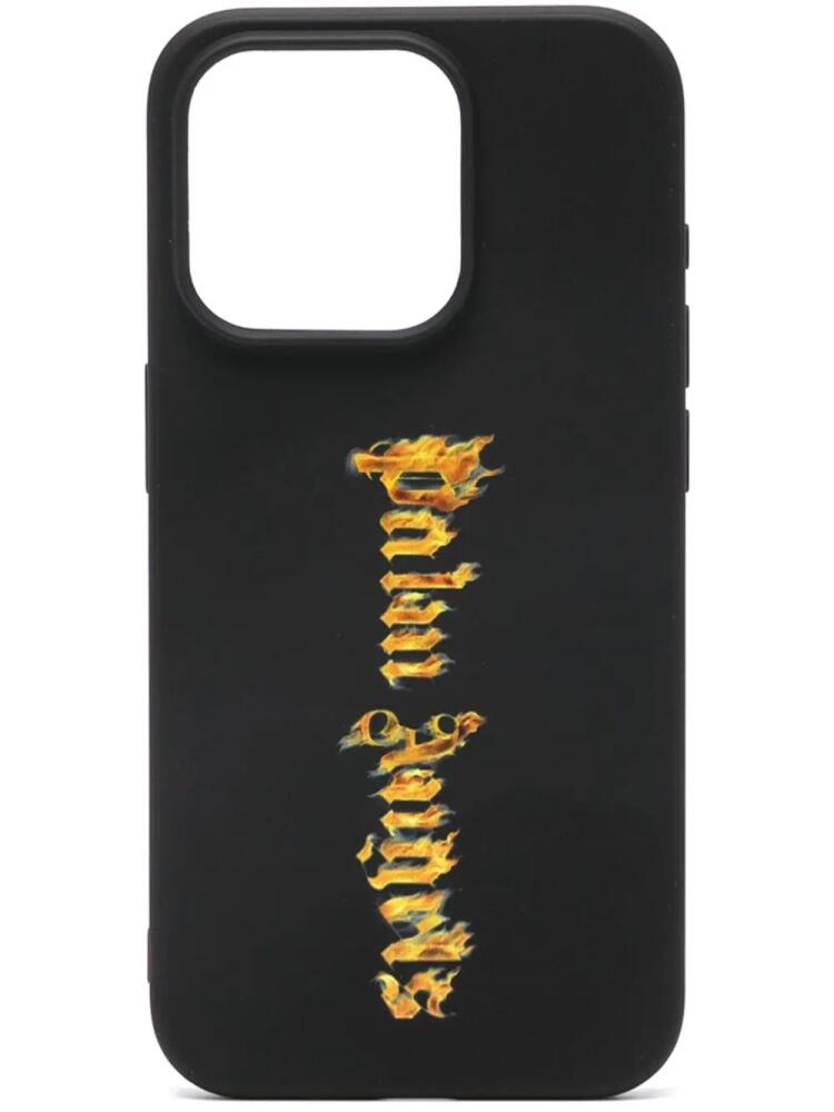 Palm Angels Burning Logo-print iPhone 15 case - Black Cover