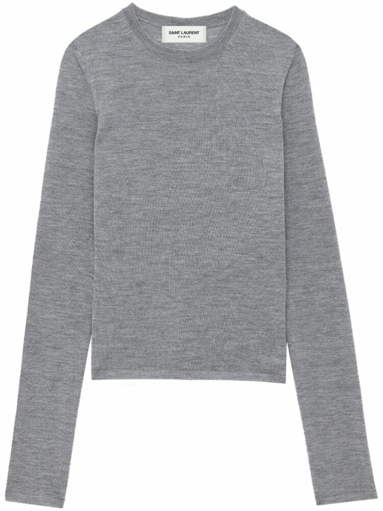 Saint Laurent fine-knit crew-neck jumper - Grey Cover