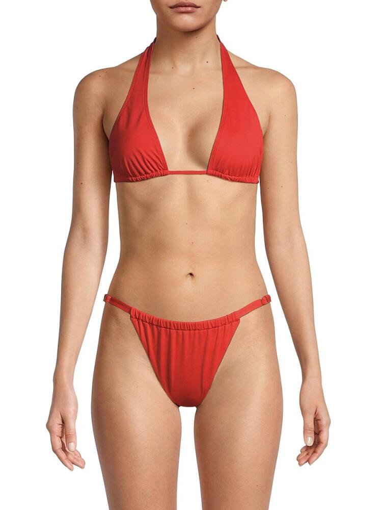 WeWoreWhat Women's Halterneck Bikini Top - Fiery Red Cover