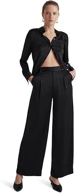 Madewell Satin Harlow Pants (True Black) Women's Clothing Cover