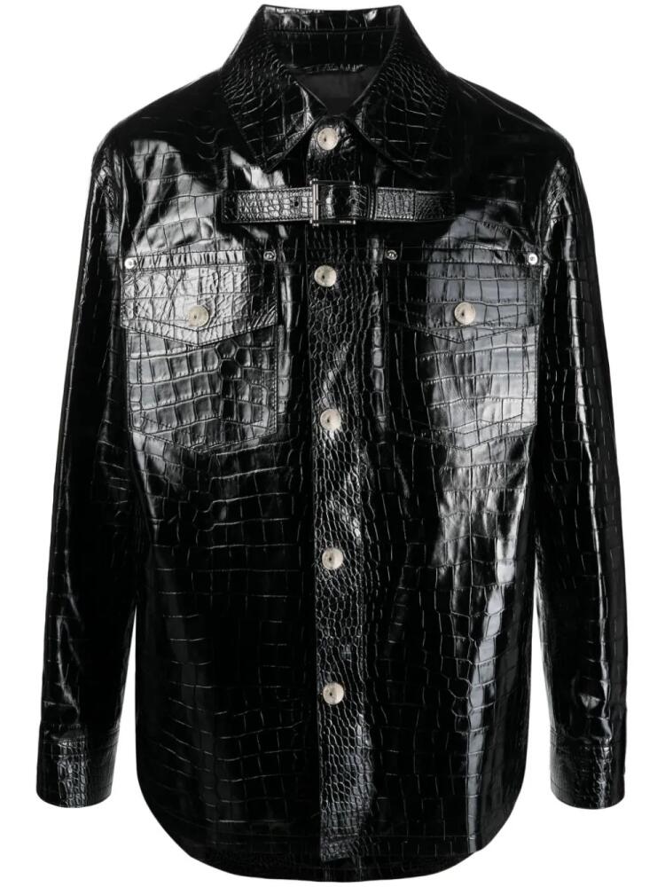 Versace crocodile-embossed leather jacket - Black Cover