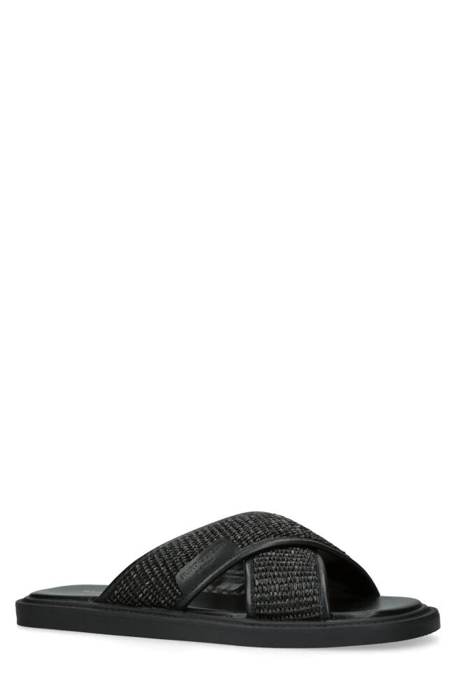 Kurt Geiger London Owen Raffia Slide Sandal in Black Cover