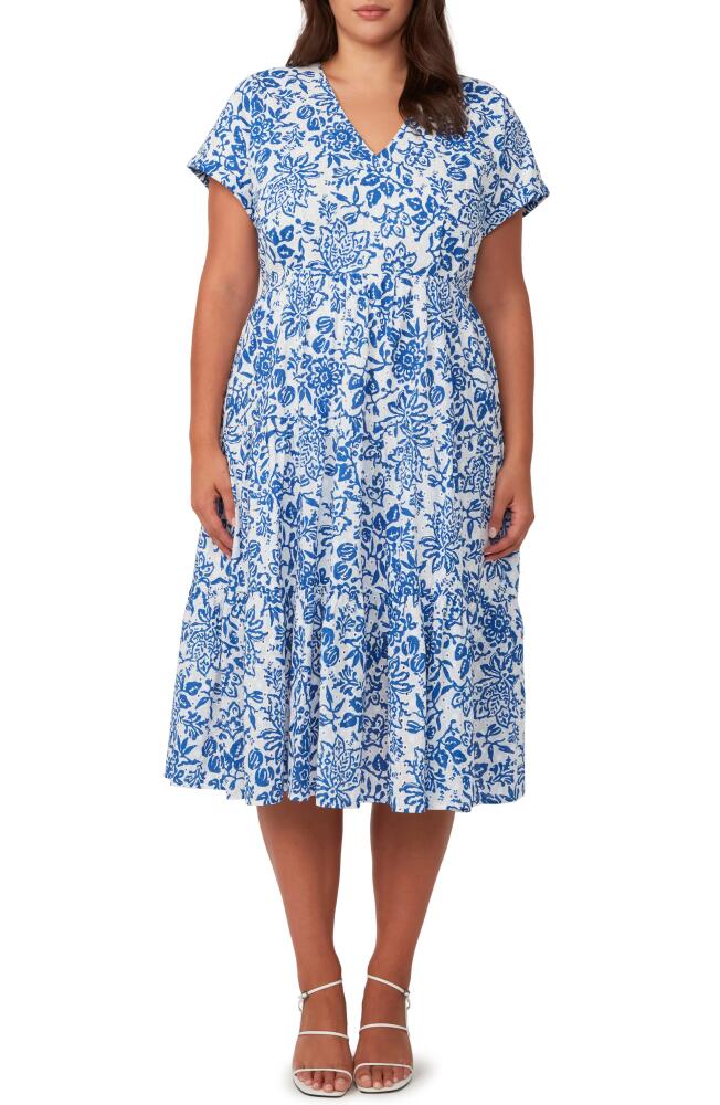 Estelle Cote Dazur Embroidered Midi Dress in Milk/Azure Cover