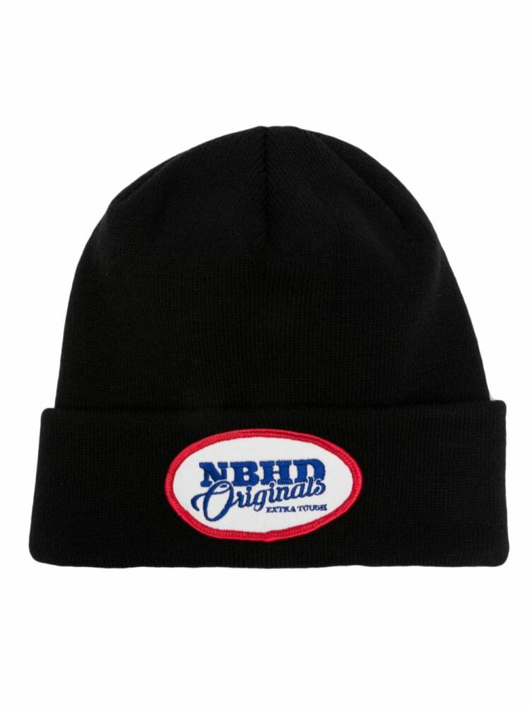 Neighborhood logo-patch knitted beanie - Black Cover