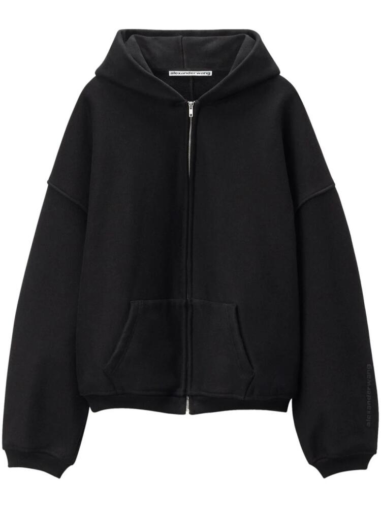 Alexander Wang logo-embossed zip-up hoodie - Black Cover