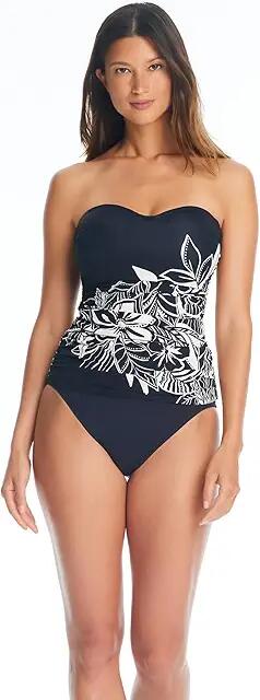 Bleu Rod Beattie Ciao Bella Shirred Bandeau One-Piece (Black) Women's Swimsuits One Piece Cover