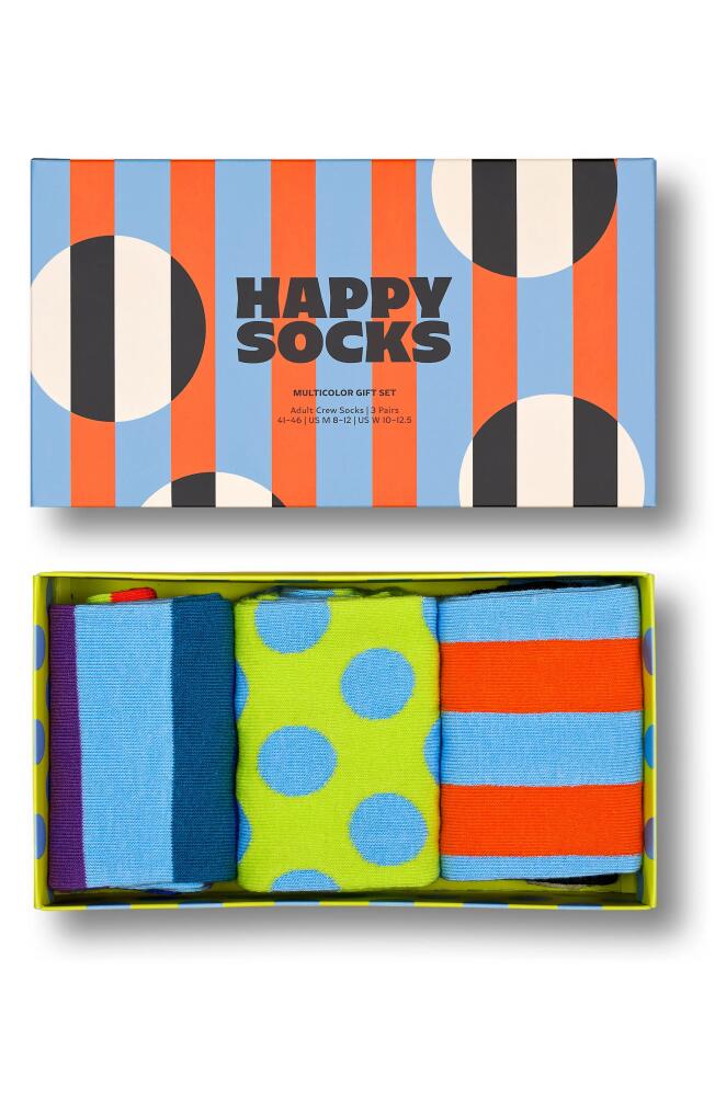 Happy Socks Assorted 3-Pack Crew Socks Gift Box in Blue Cover