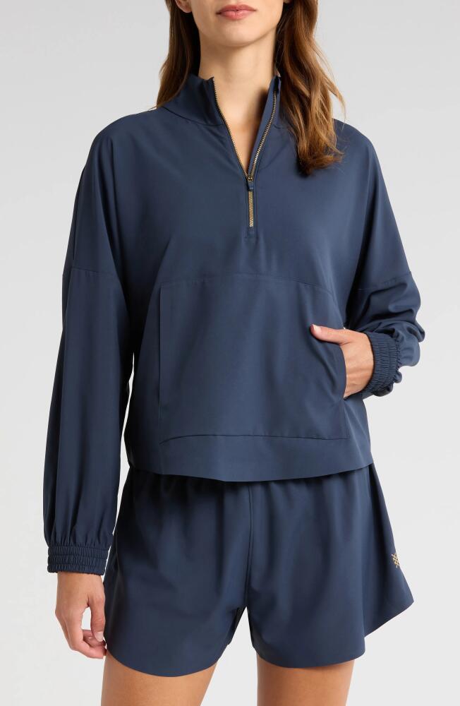 Rhone Mirage Water-Repellent Half-Zip Jacket in Navy Blue Cover