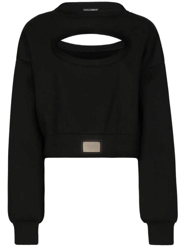 Dolce & Gabbana logo-plaque cut-out jumper - Black Cover