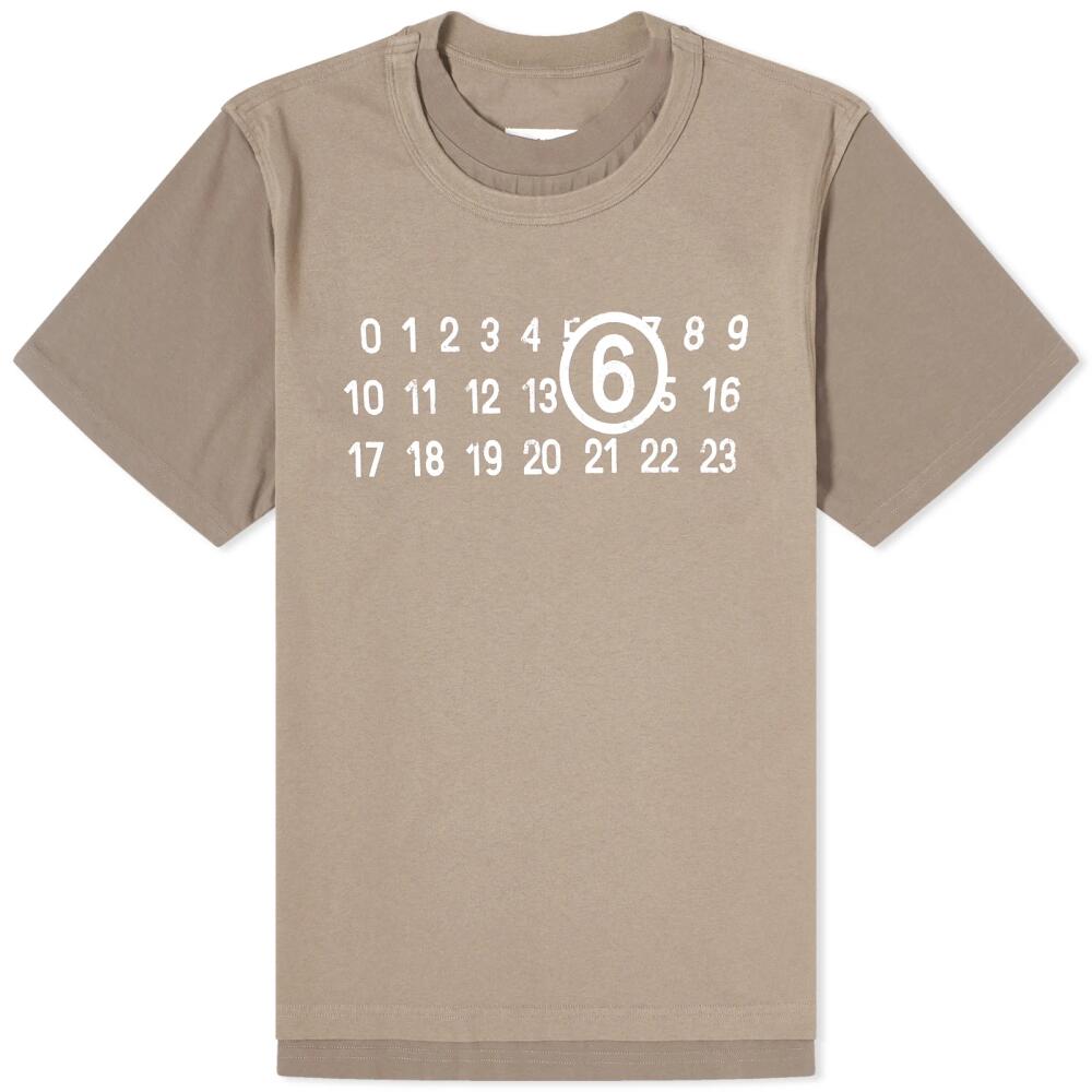 MM6 Maison Margiela Men's Number Logo T-Shirt in Taupe Cover