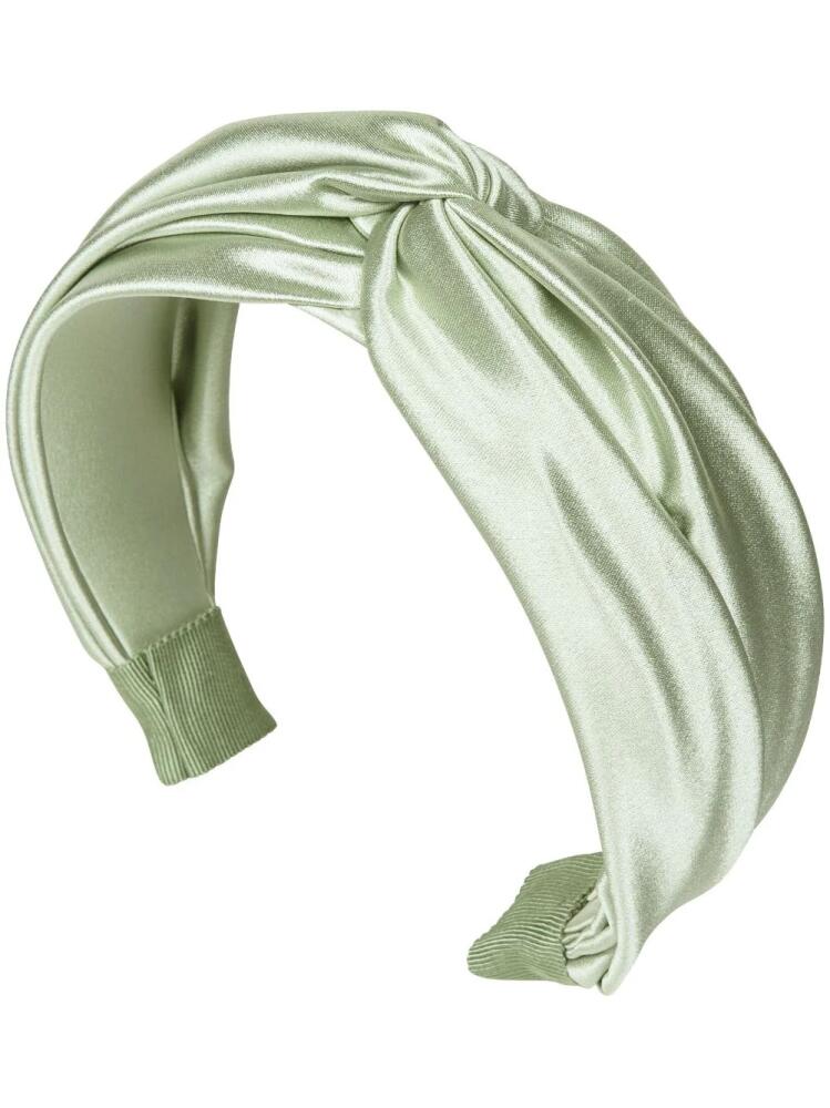 Jennifer Behr Twist silk satin headband - Green Cover