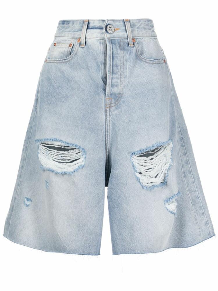 VETEMENTS distressed cotton shorts - Blue Cover