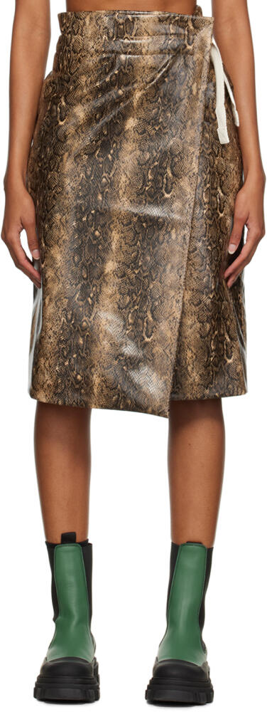 GANNI Brown Snake Midi Skirt Cover