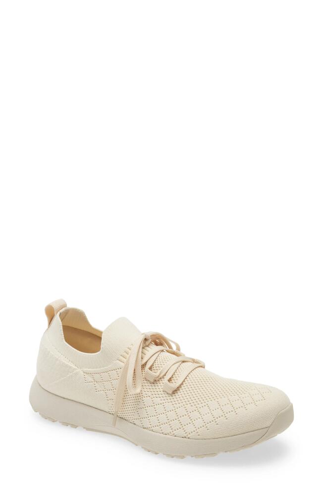 TRAQ by Alegria Froliq Knit Sneaker in Creme Leather Cover