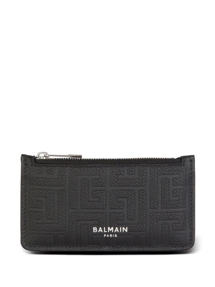 Balmain monogram-embossed leather cardholder - Black Cover