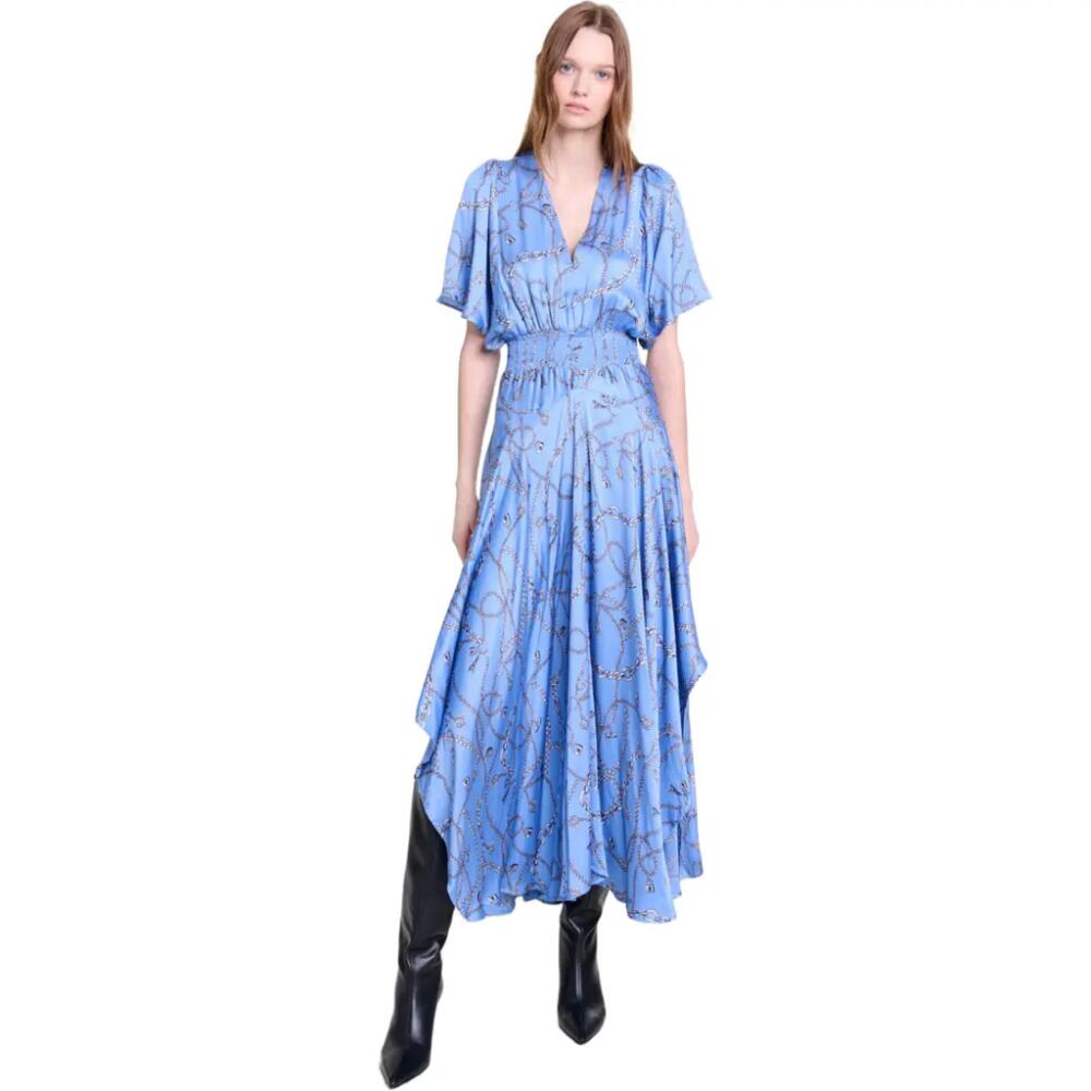 maje Patterned maxi dress in Blue Chain Print Cover