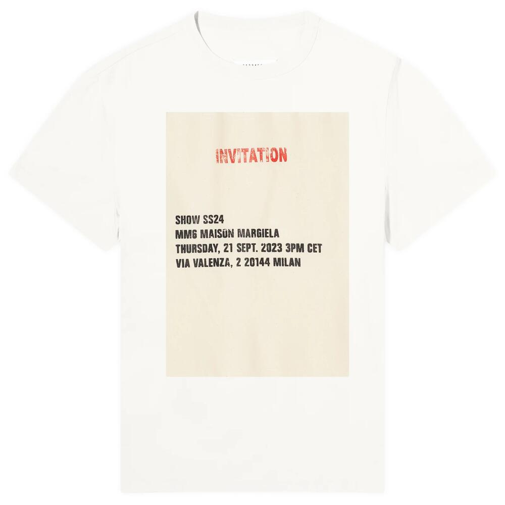 MM6 Maison Margiela Men's Show Invitation Logo T-Shirt in Off White Cover