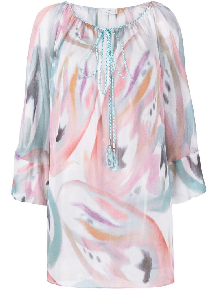 ETRO abstract-print boat neck blouse - Pink Cover